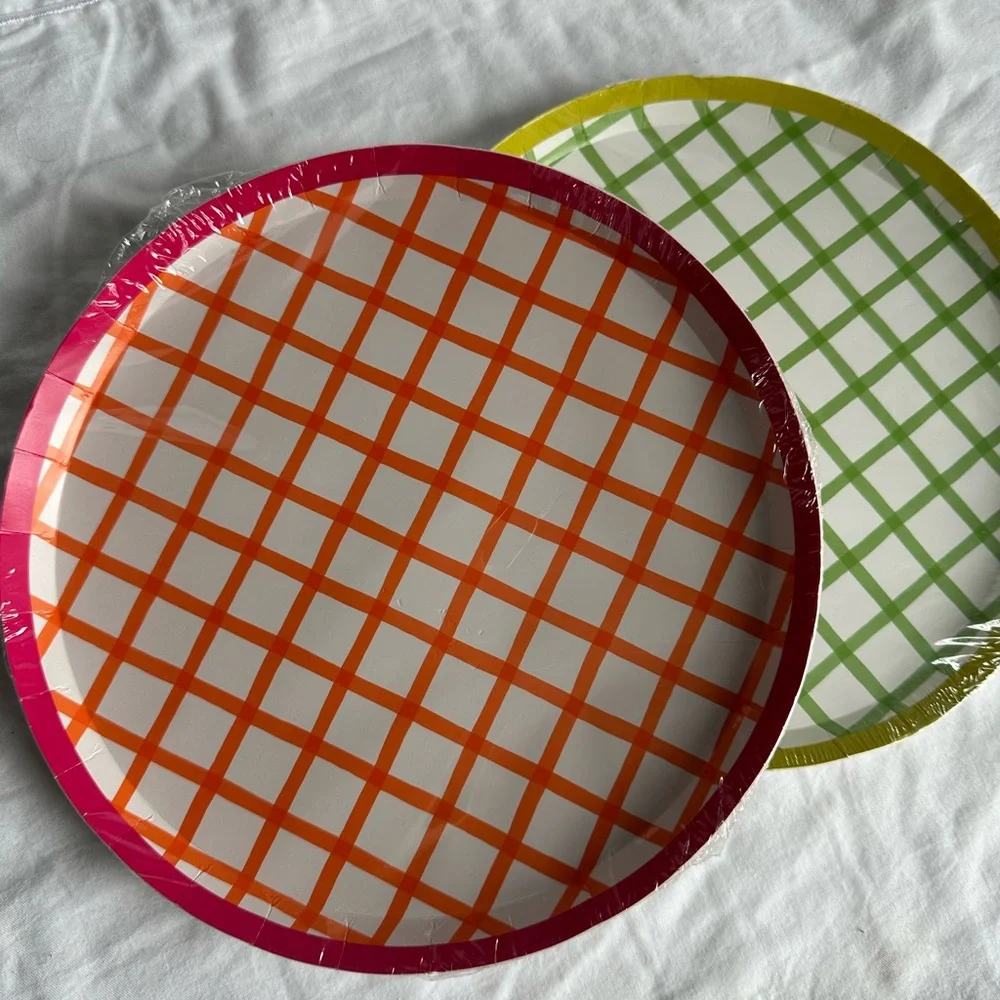 Colorful Gingham Melamine Plates Set of 2 pack